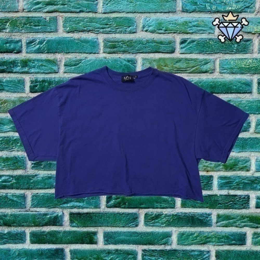 BOOHOO MAN ROYAL PURPLE CROPPED CREWNECK TEE SIZE LARGE STREETWEAR LOUNGEWEAR